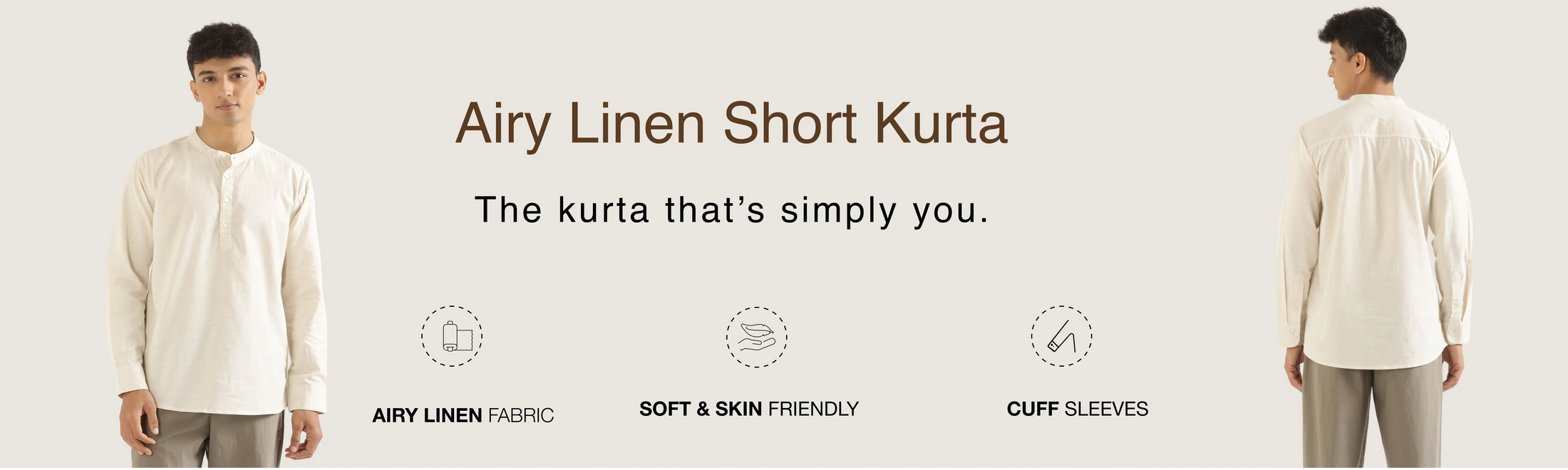 Men Airy Linen Short Kurtas