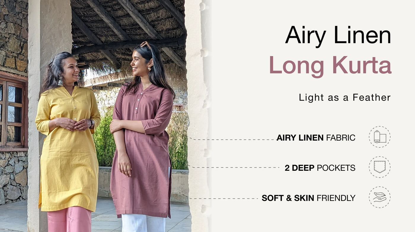Women Airy Linen Long Kurtas