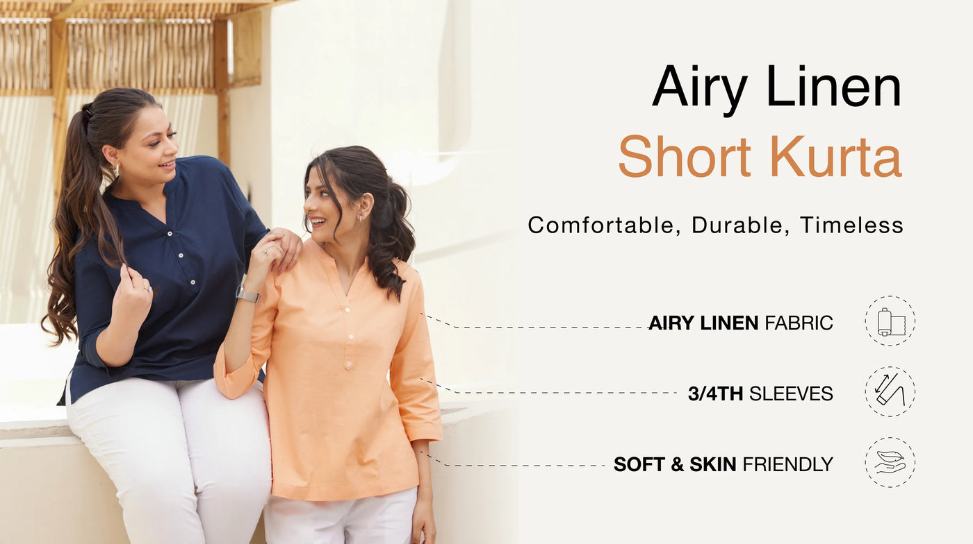 Women Airy Linen Short Kurtas