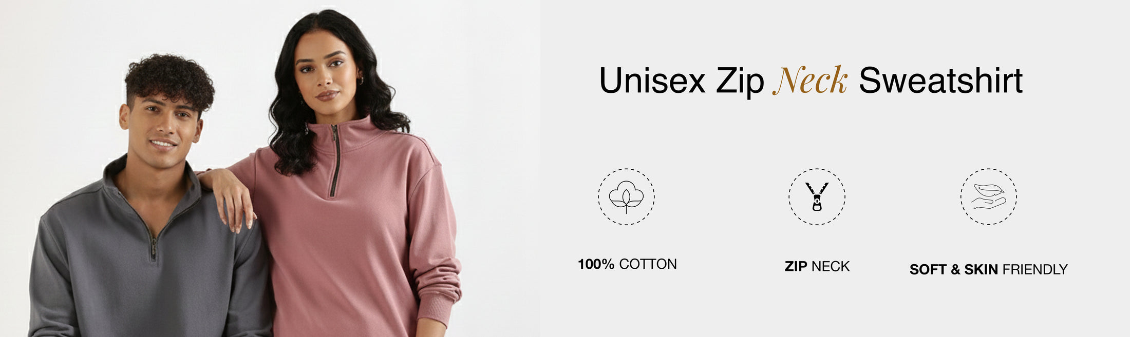 Unisex Zip Neck Sweatshirts