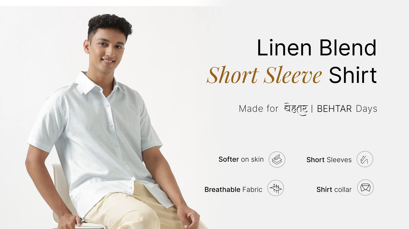 Men Linen Blend Short Sleeve Shirts