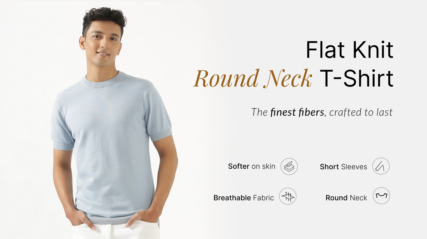 Men Flat Knit Round Neck T-shirt