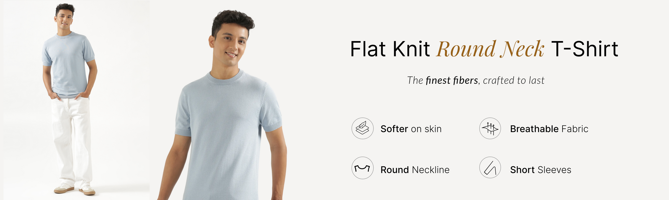 Men Flat Knit Round Neck T-shirt