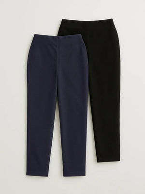 Black & Navy Blue Straight Fit Formal Pants