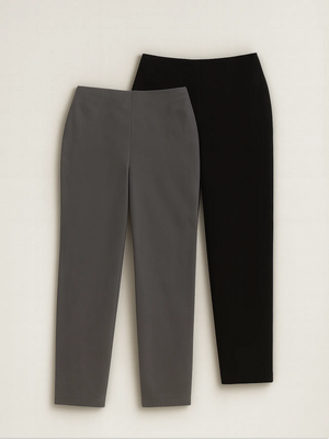 Black & German Grey Straight Fit Formal Pants