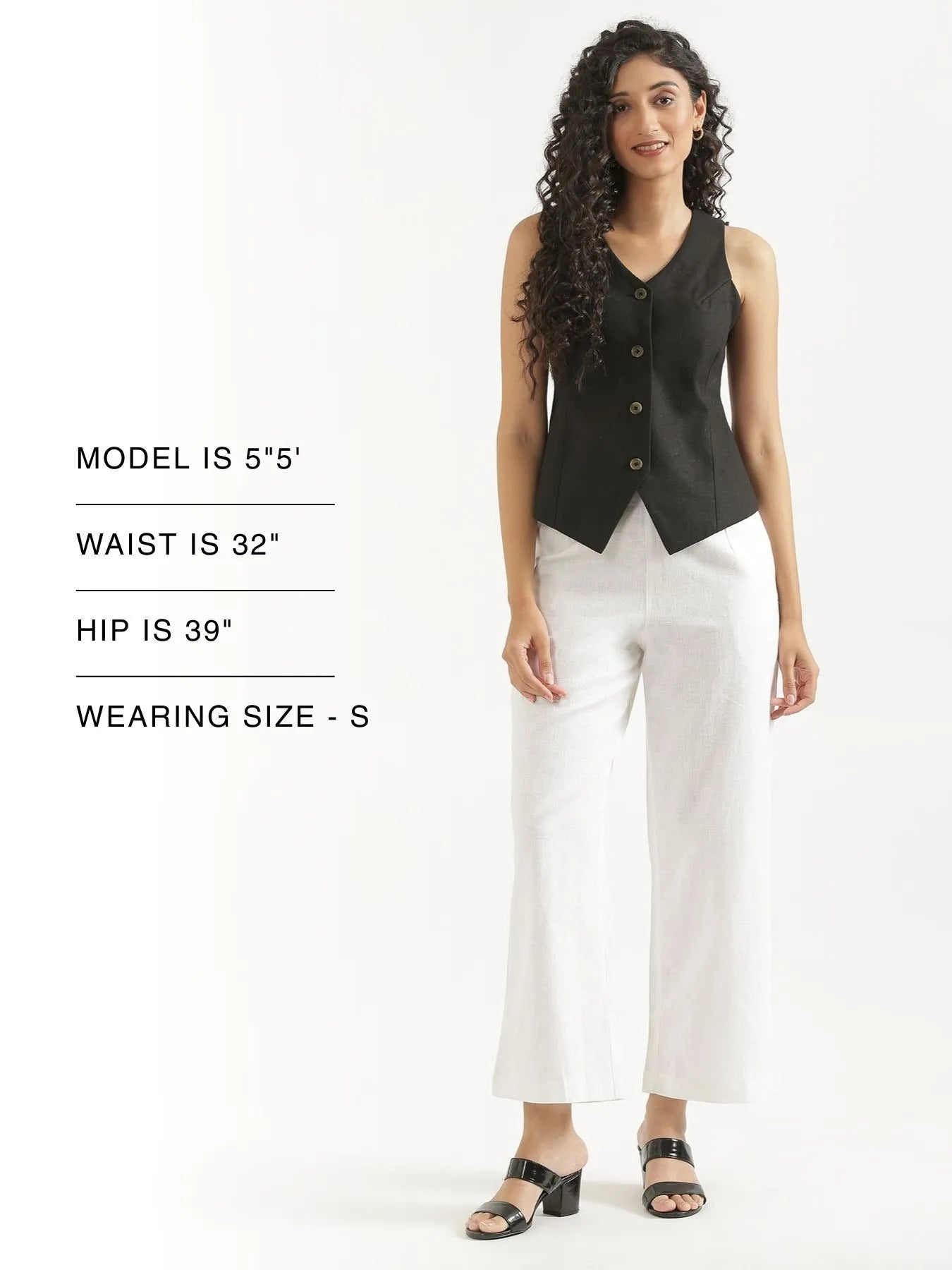 Women White Linen Blend Wide Leg Pant