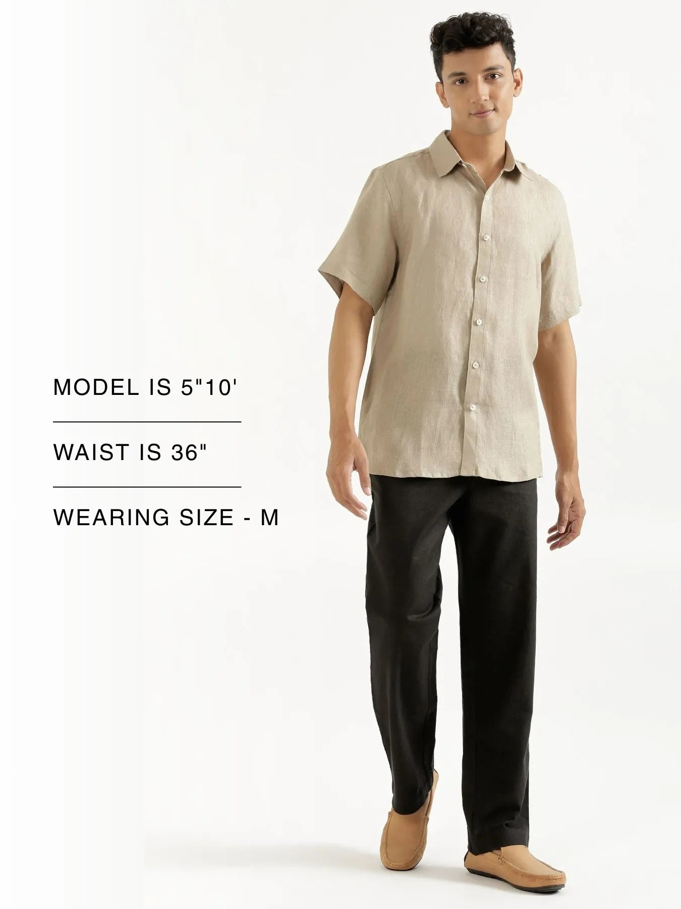 Men Black Linen Blend Straight Pant