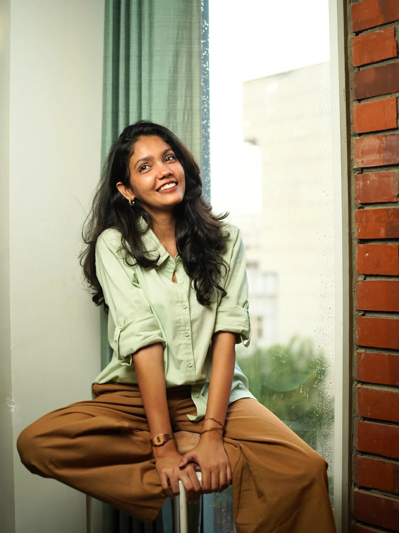 Women Mint Green Airy-Linen Shirt