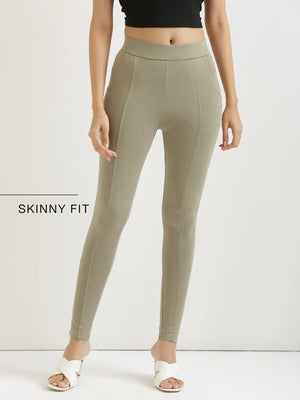 Women Mint Green 4-Way Stretchable Pants