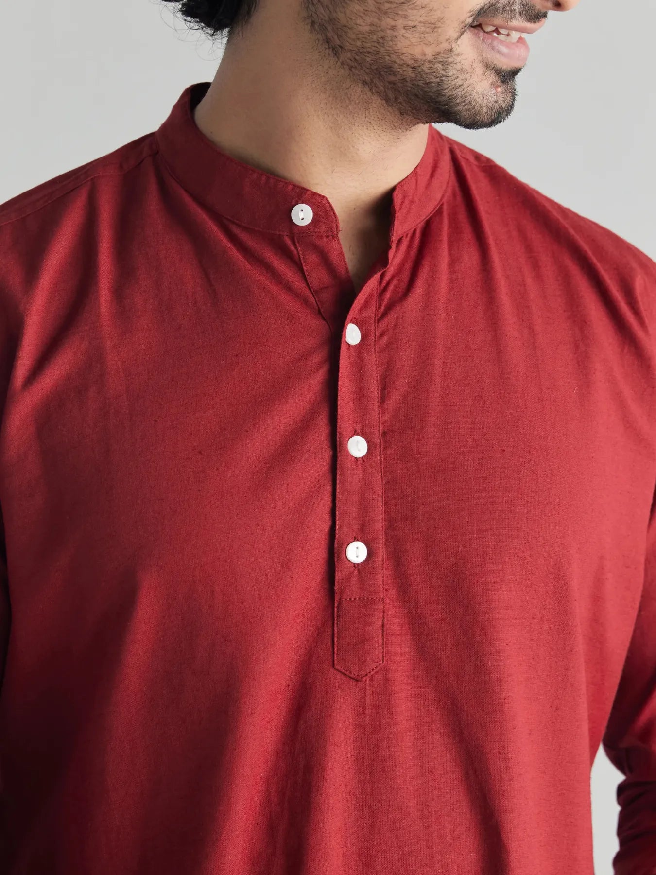 Men Maroon Airy Linen Long Kurta
