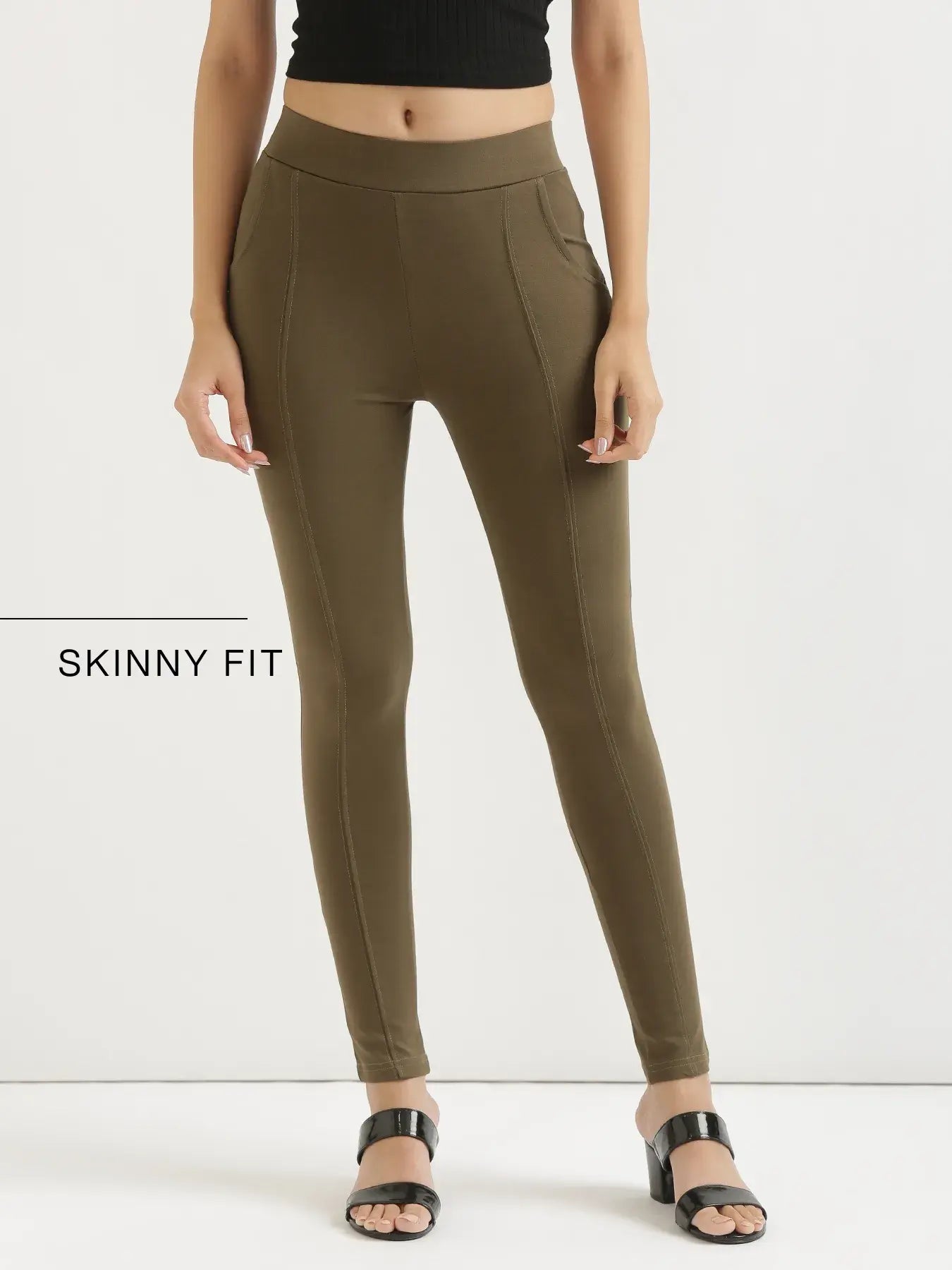 Women Olive Green 4-Way Stretchable Pants
