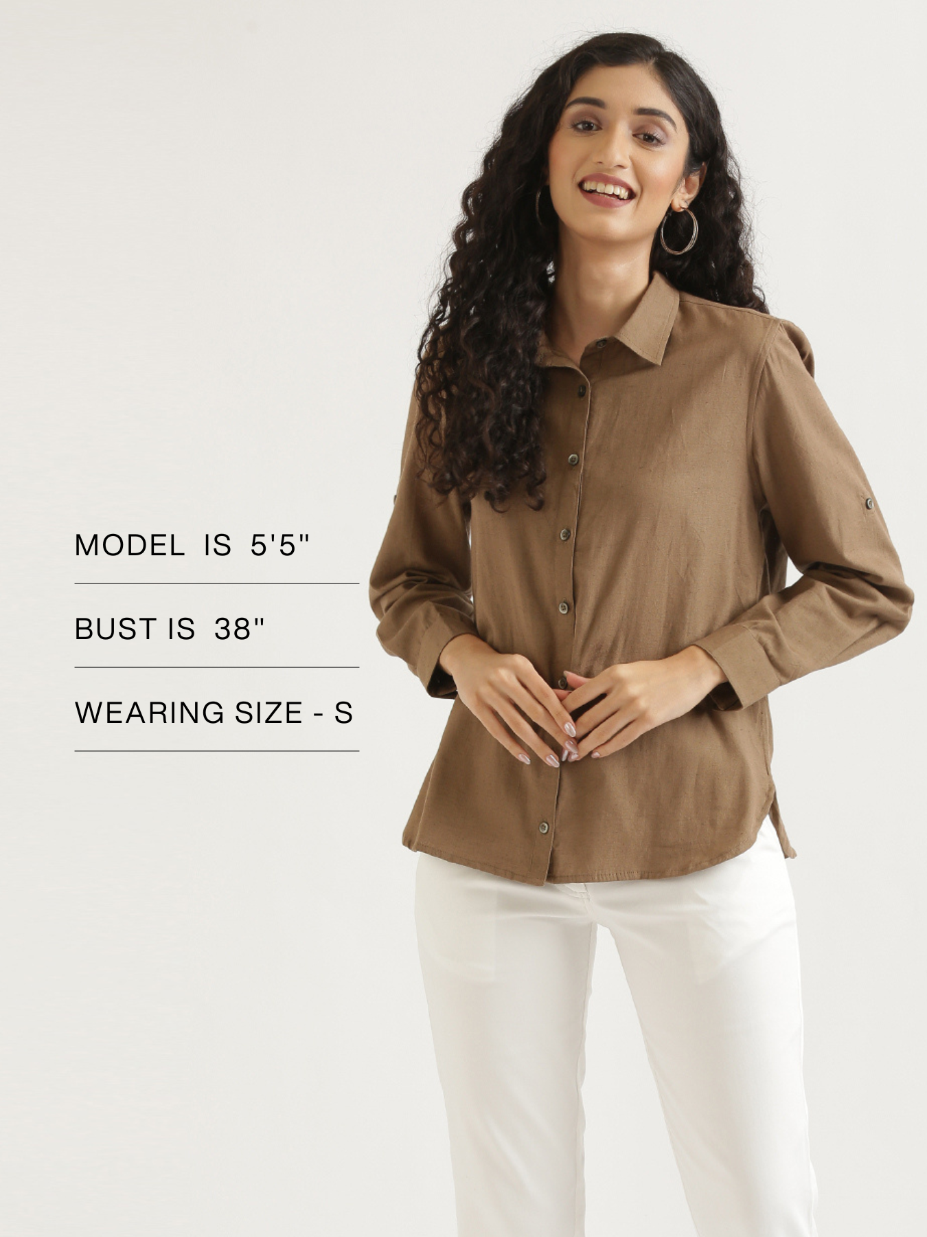 Women Coffee Brown Airy-Linen Shirt
