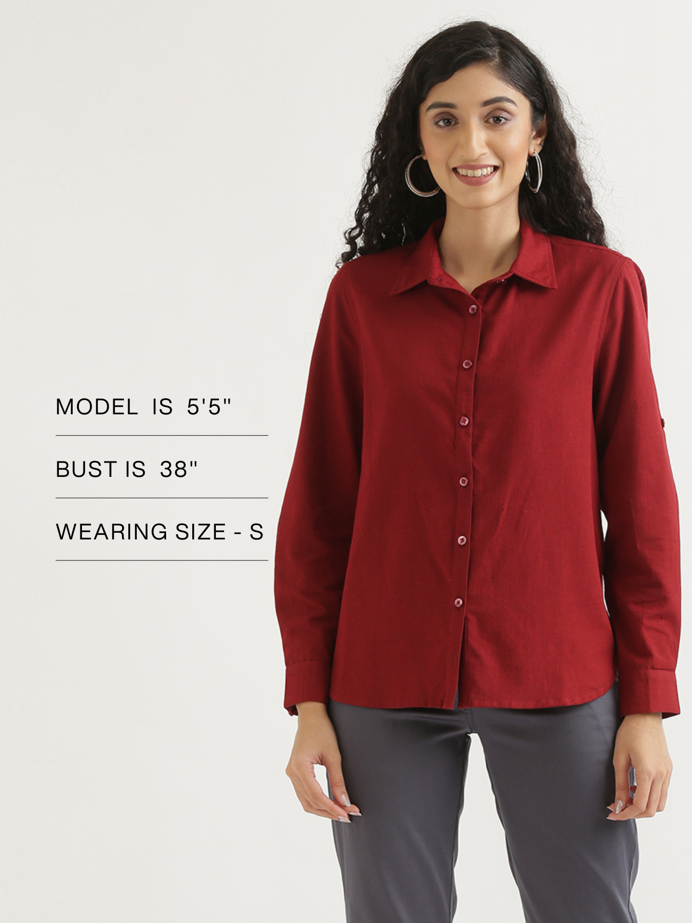 Women Maroon Airy-Linen Shirt