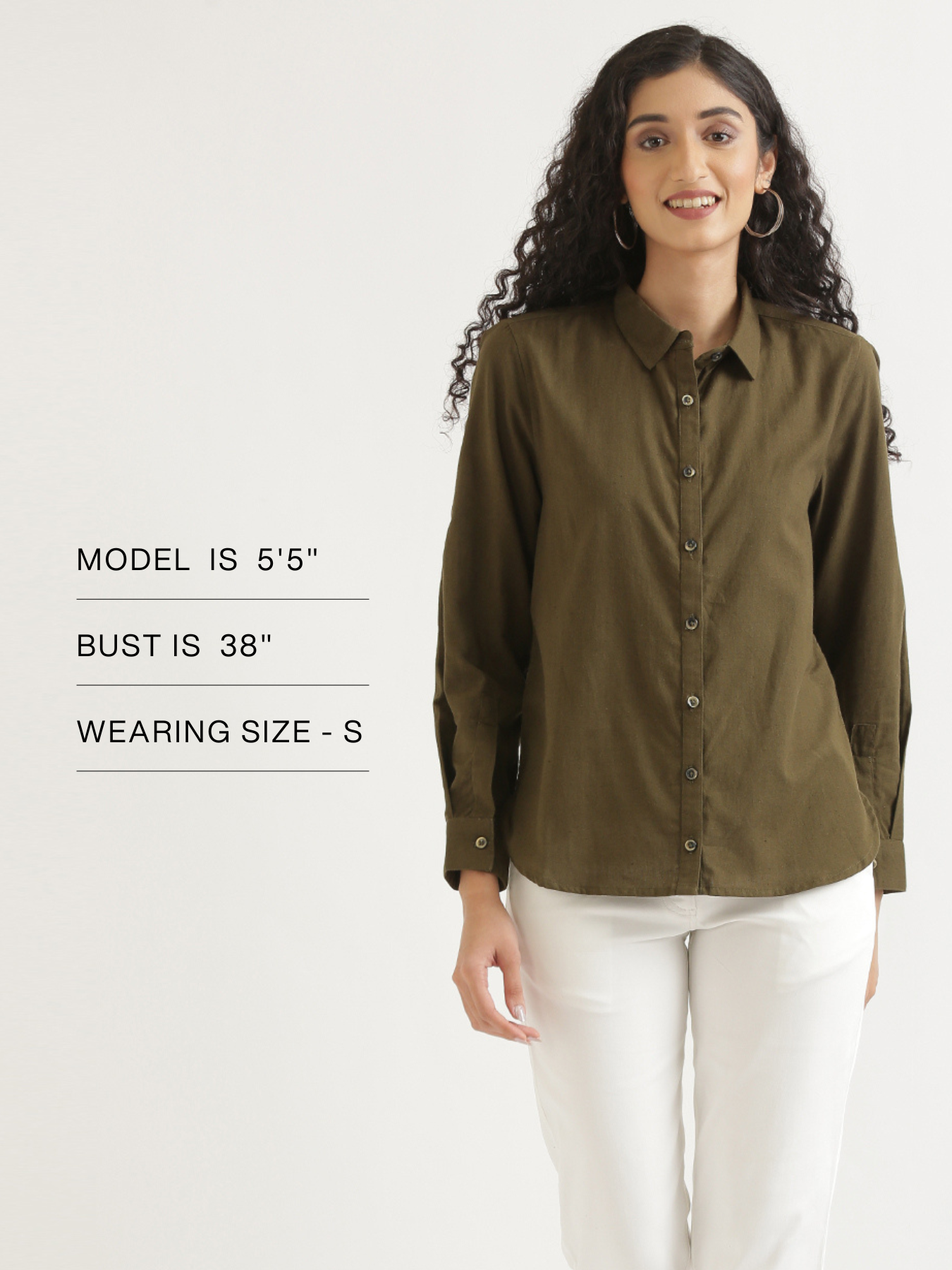 Women Olive Green Airy-Linen Shirt
