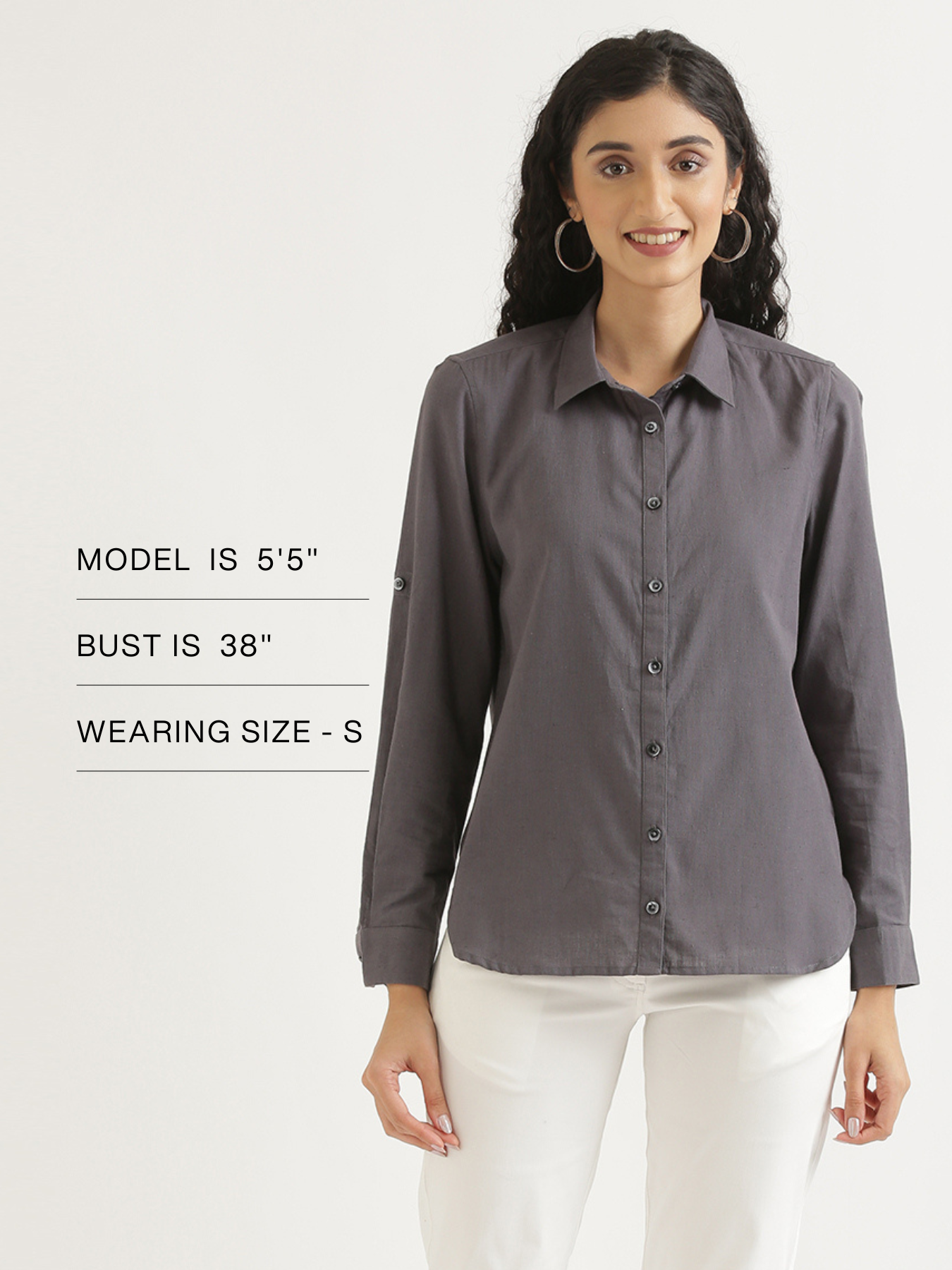 Women Slate Grey Airy-Linen Shirt