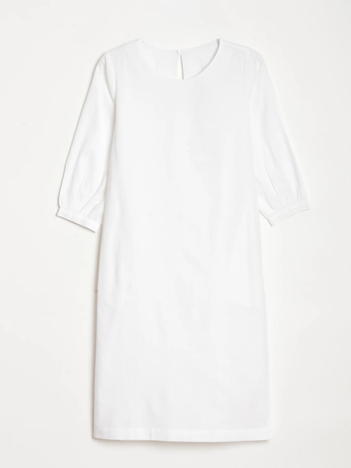 Women White Airy Linen Puff Sleeve Long Kurta