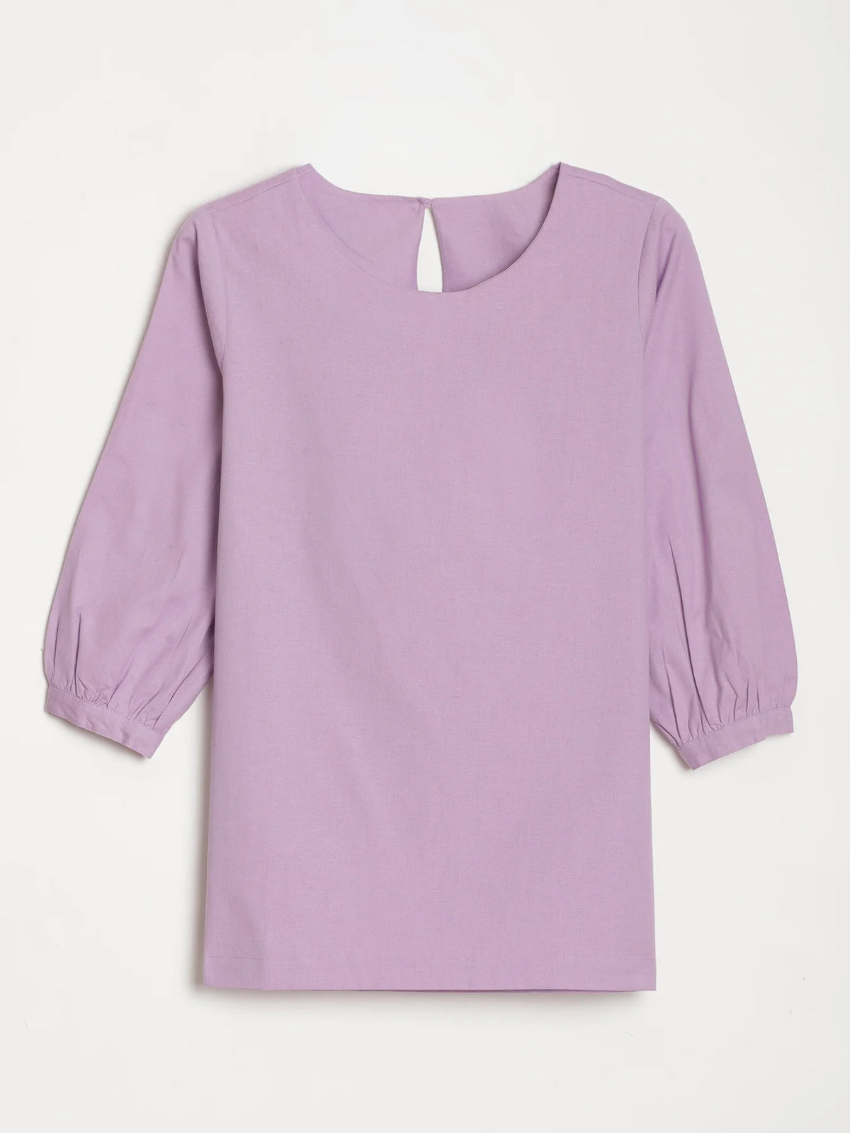Women Lilac Airy Linen Puff Sleeve Short Kurta