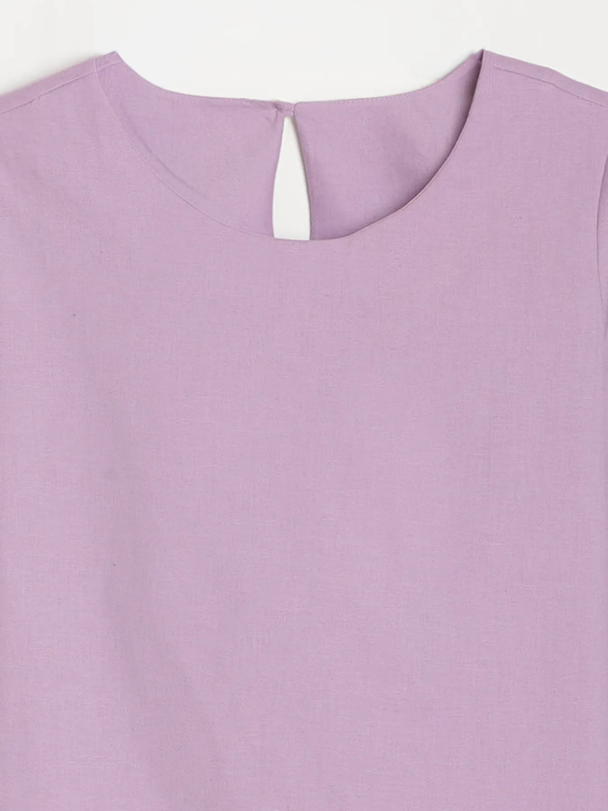 Women Lilac Airy Linen Puff Sleeve Short Kurta