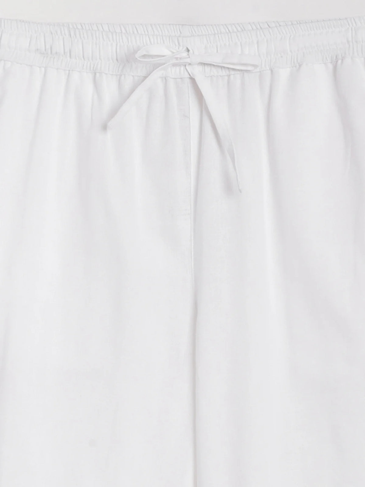 Women White Airy Linen Relaxed Straight Pant