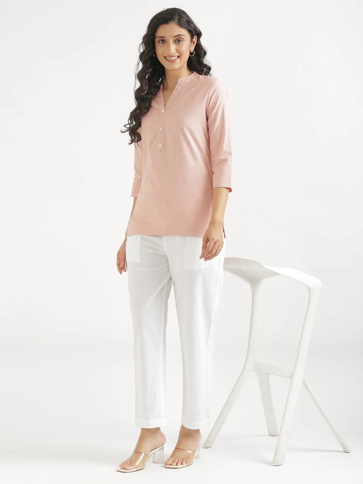 Women White Airy Linen Relaxed Straight Pant