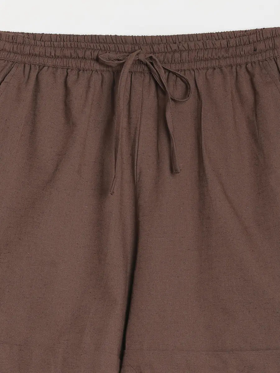 Women Dark Brown Airy Linen Shorts