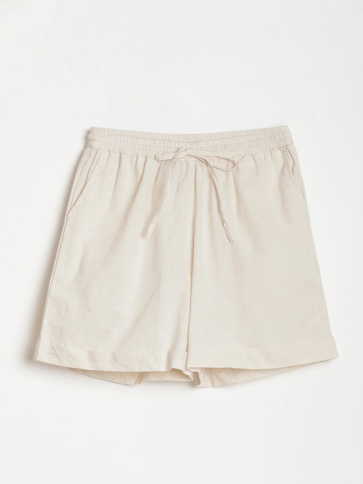 Women Ecru Airy Linen Shorts