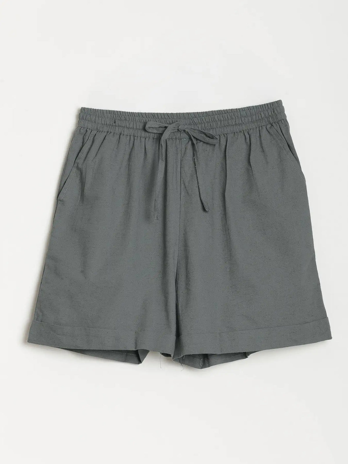 Women German Grey Airy Linen Shorts