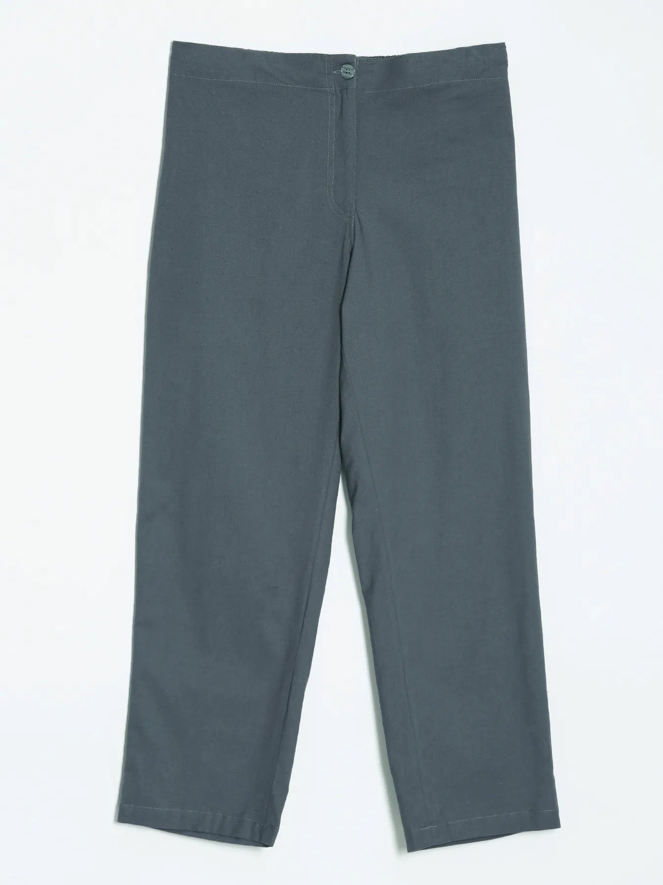 Women German Grey Airy Linen Straight Pants