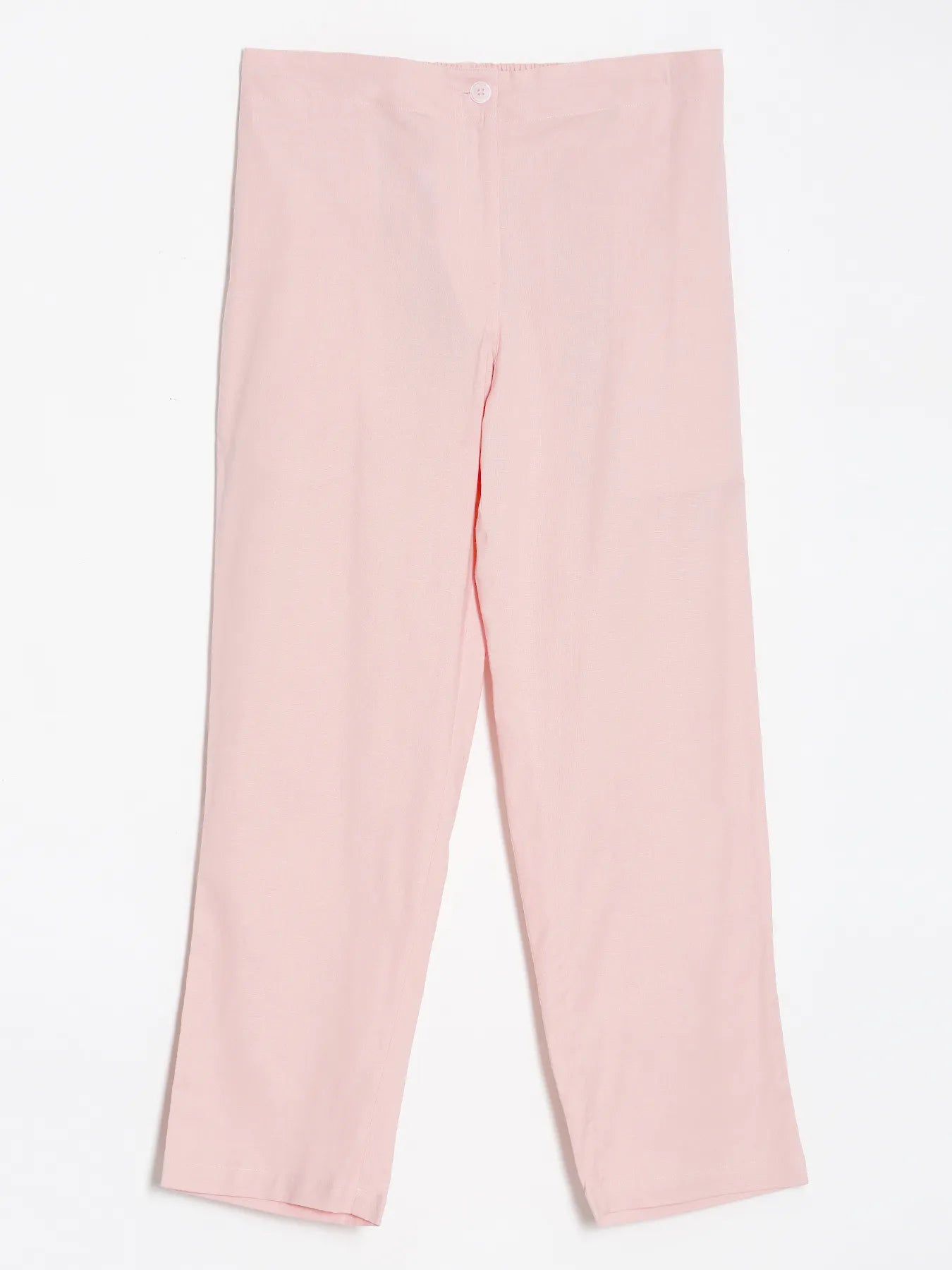 Women Salmon Pink Airy Linen Straight Pants