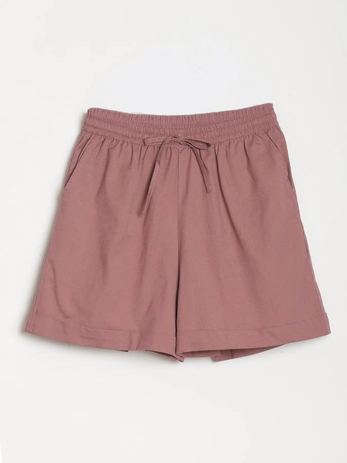 Women Rose Taupe Airy Linen Shorts