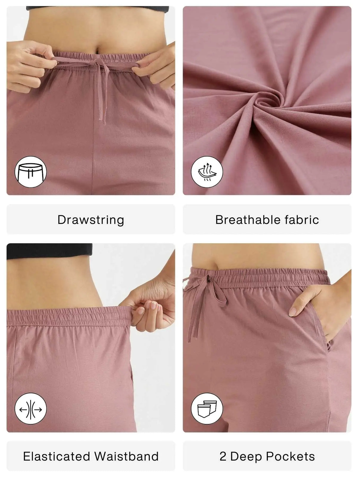 Women Rose Taupe Airy Linen Shorts