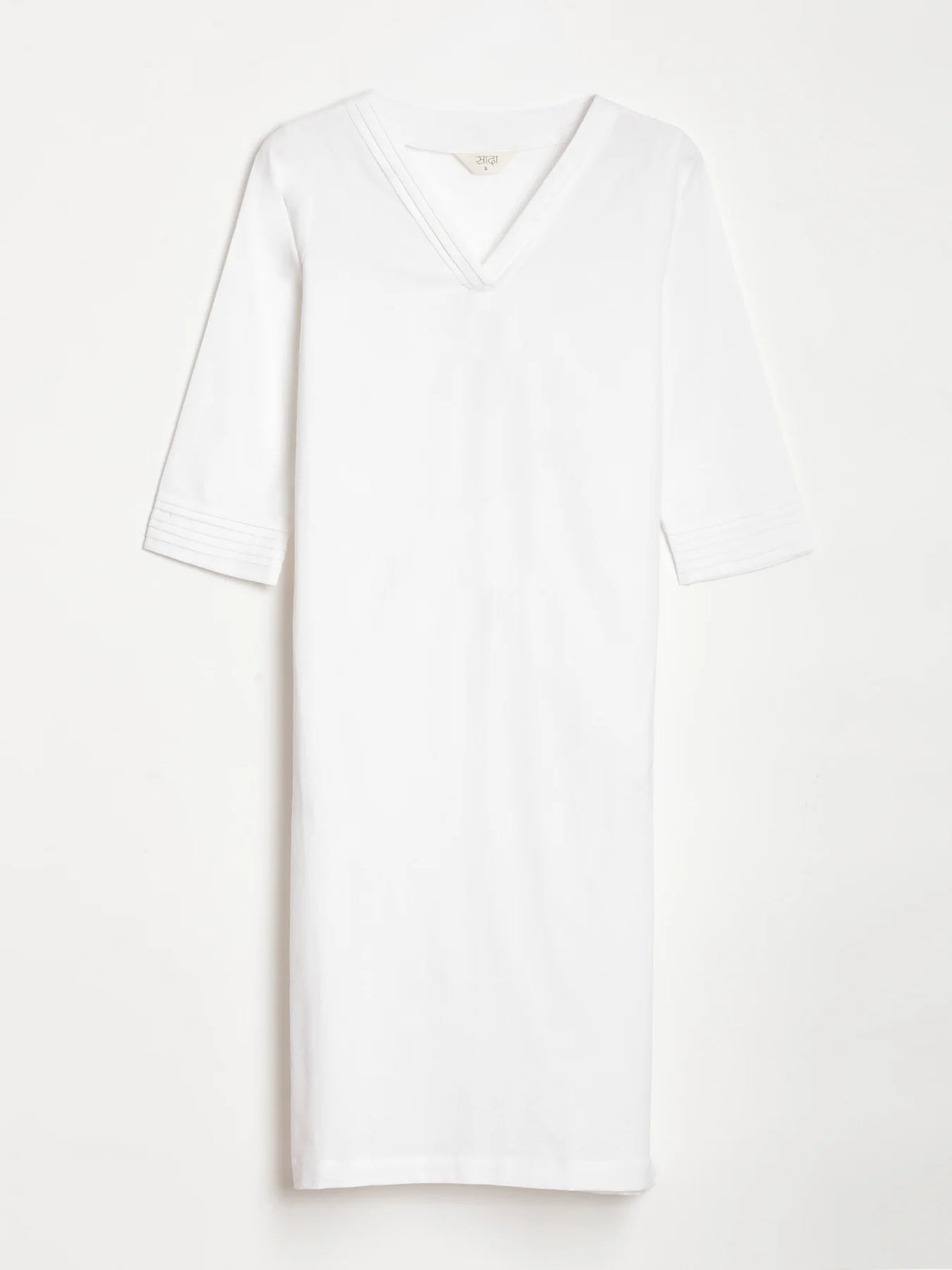 Women White Airy Linen V-Neck Long Kurta