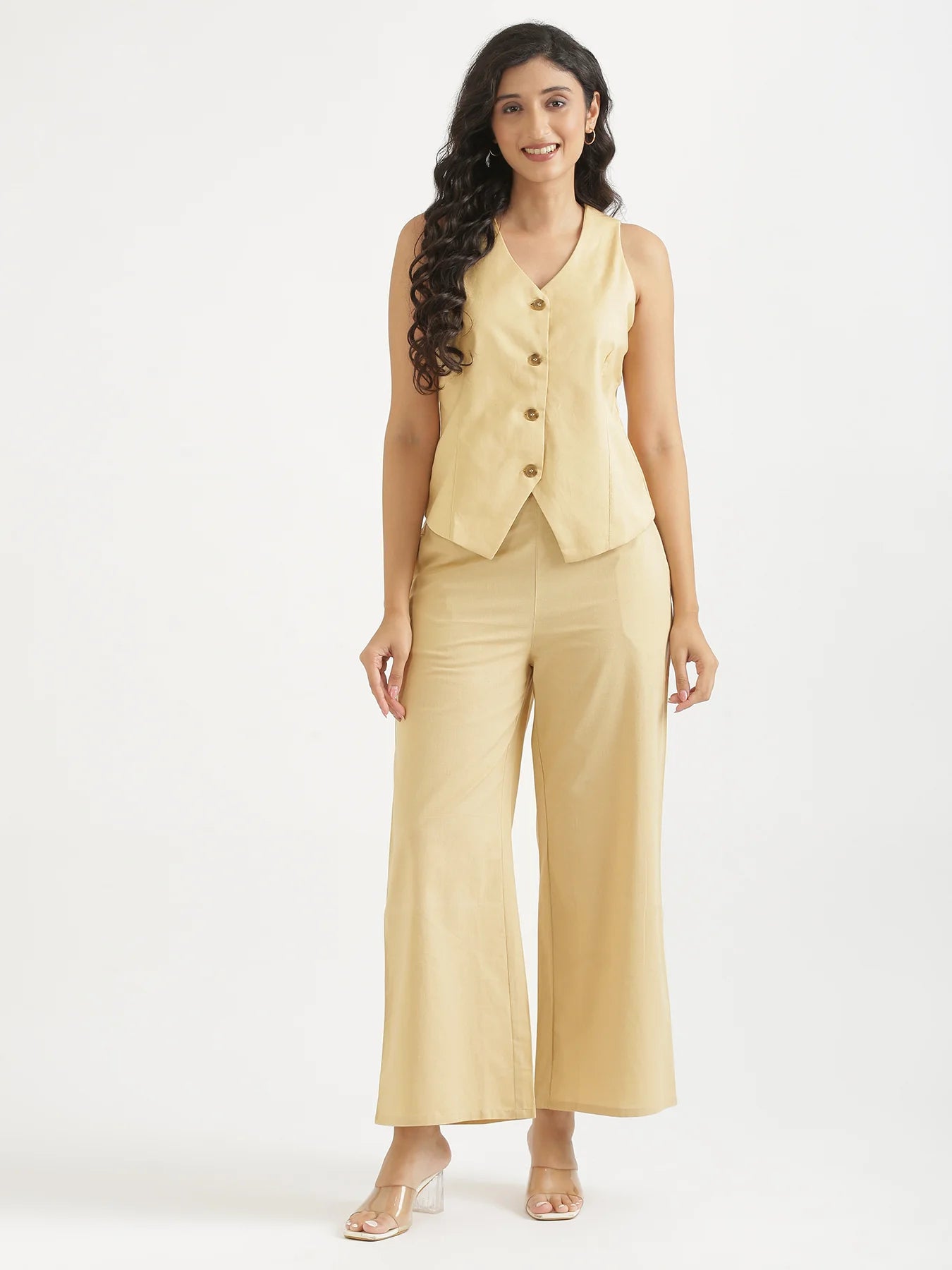 Women Fawn Airy Linen Waist Coat