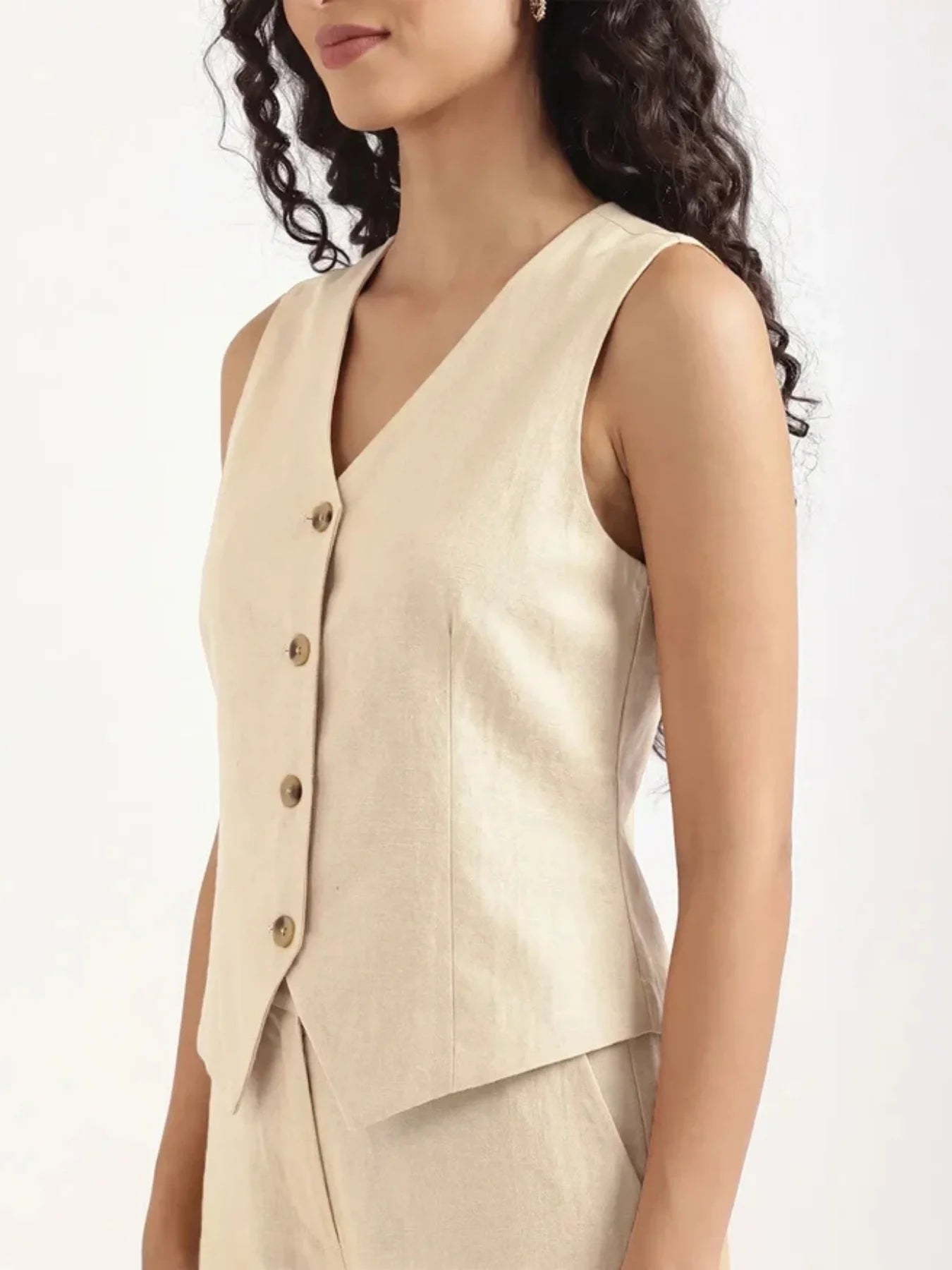 Women Fawn Airy Linen Waist Coat
