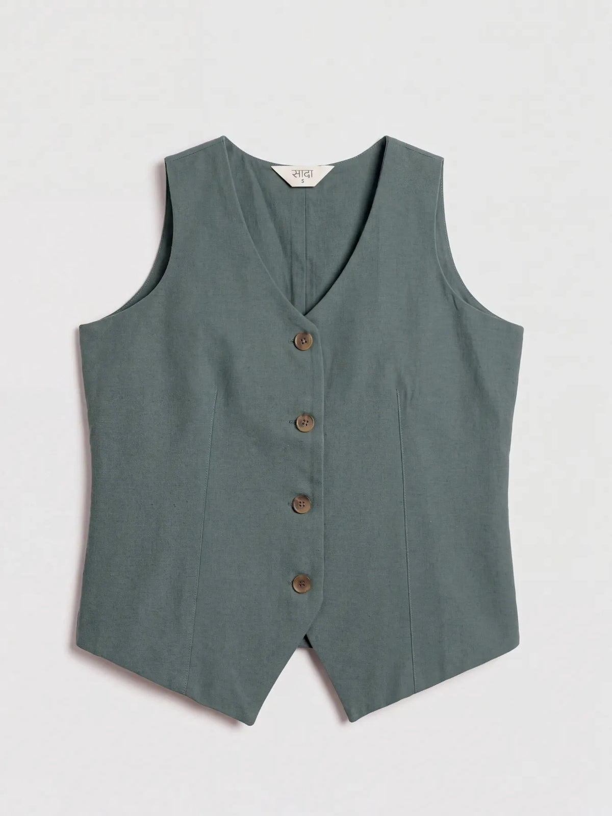 Women German Grey Airy Linen Waist Coat