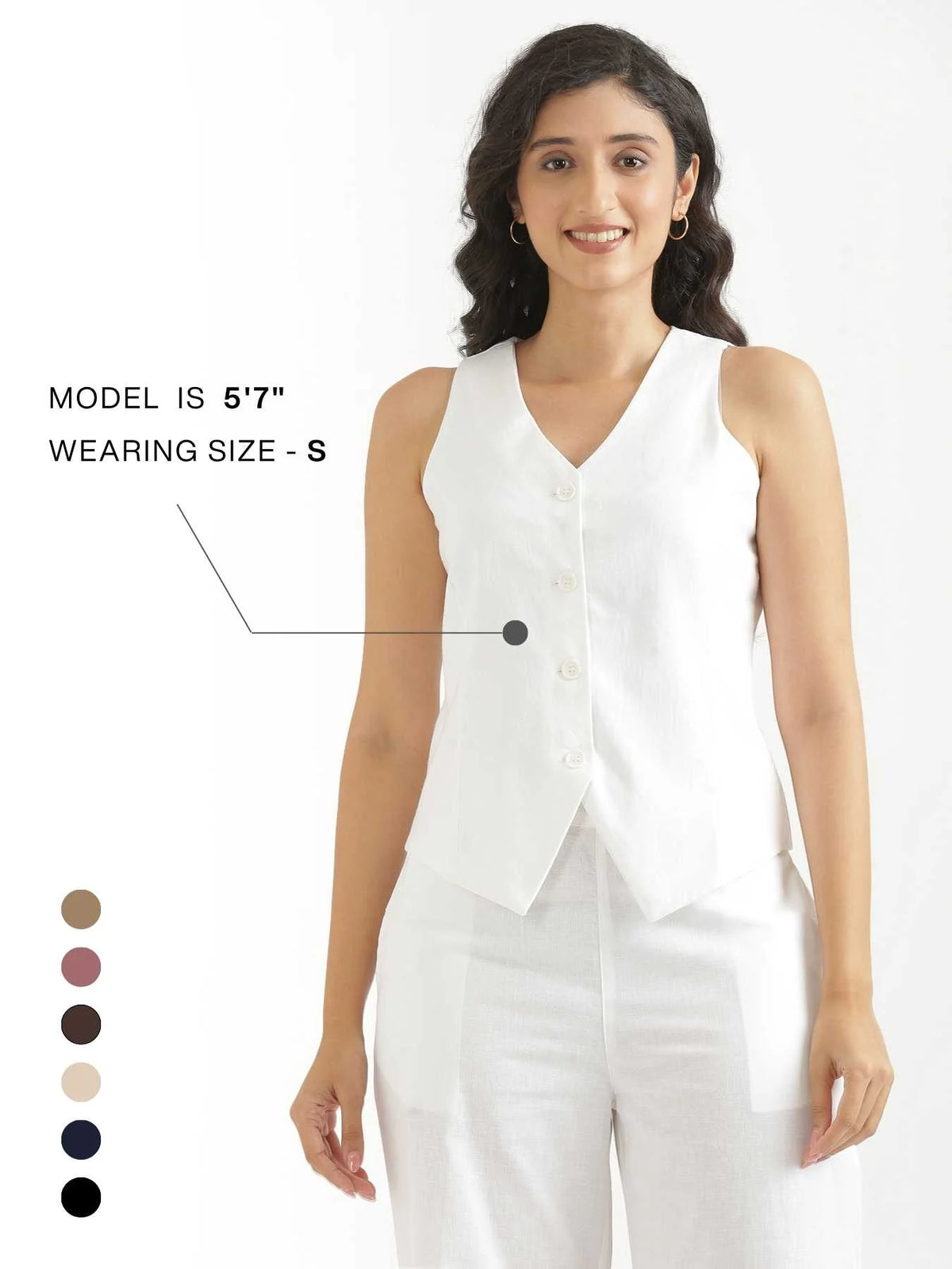 Women White Airy Linen Waist Coat