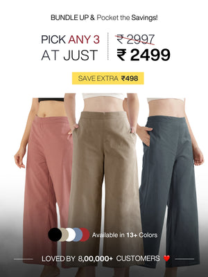 Pick Any 3 Women Airy Linen Wide Leg Pant