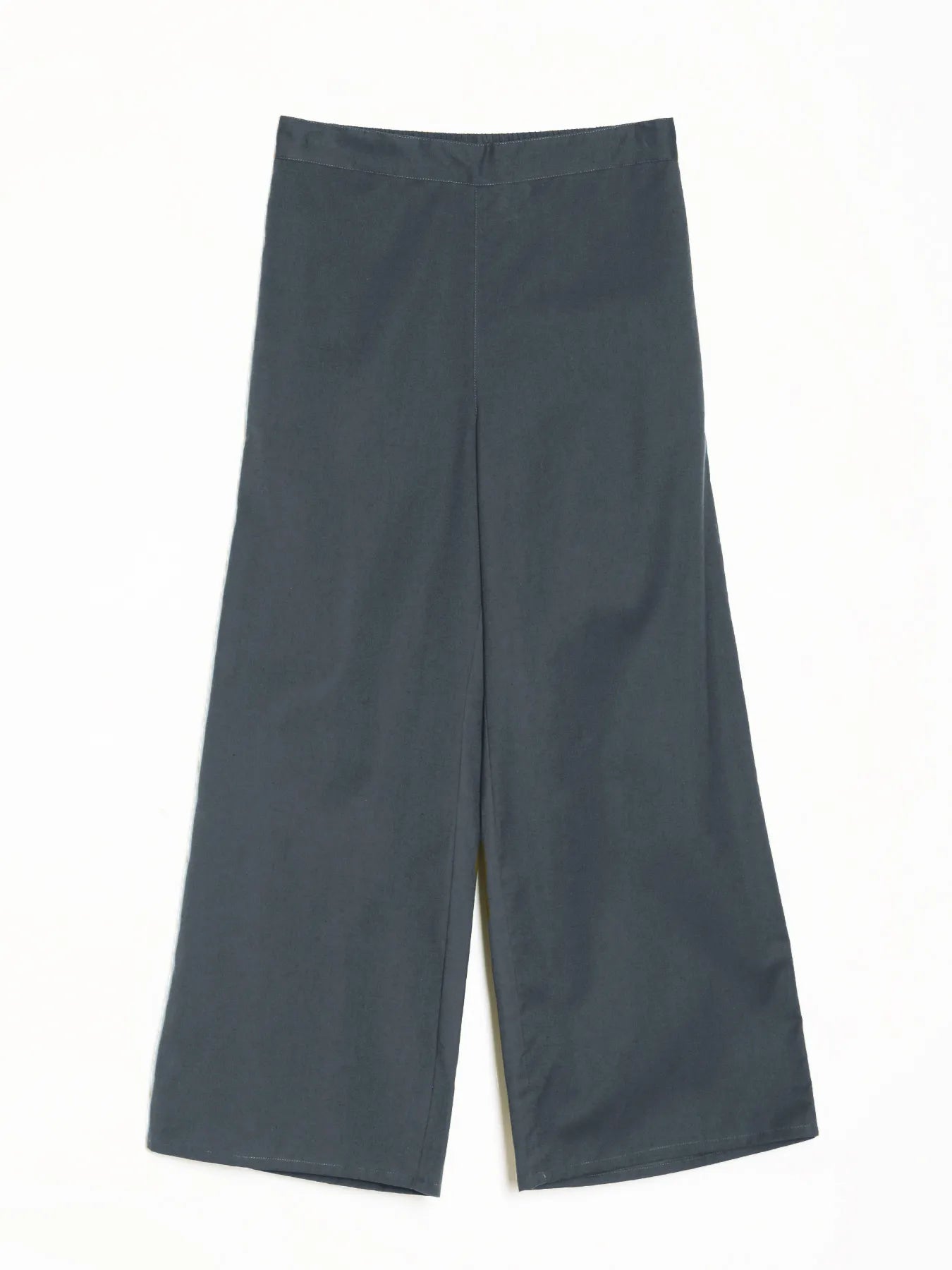 Women German Grey Airy Linen Wide Leg Pant