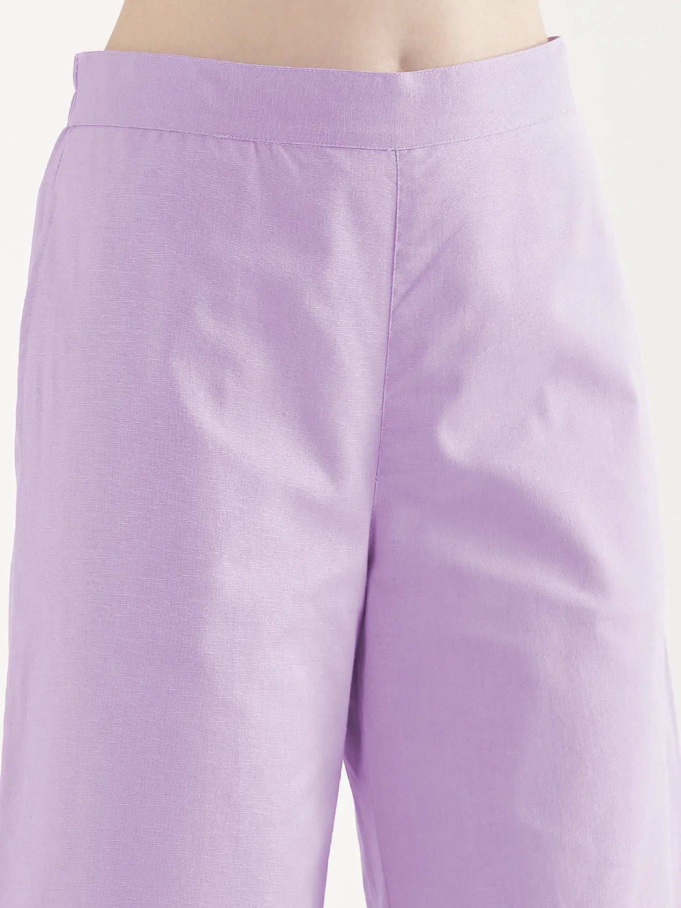 Women Lilac Airy Linen Wide Leg Pant