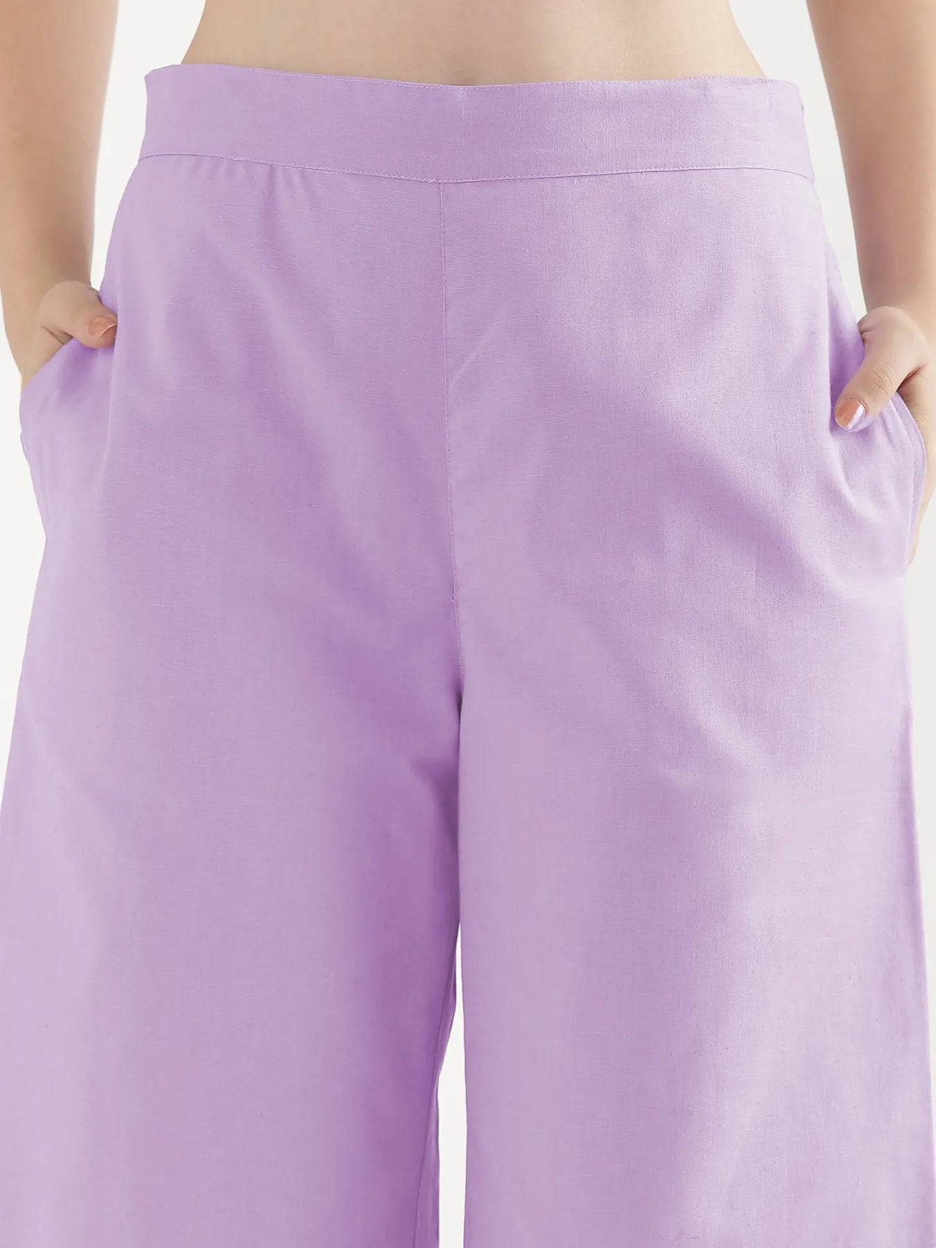 Women Lilac Airy Linen Wide Leg Pant