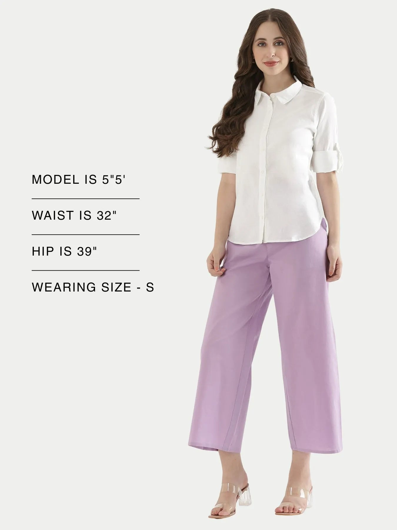 Women Lilac Airy Linen Wide Leg Pant