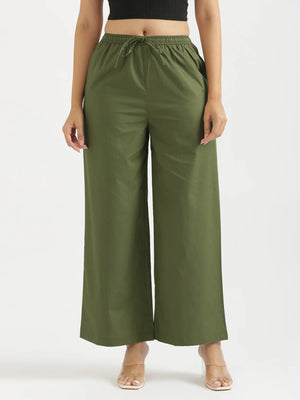 Women Forest Green Better Cotton Casual Pant