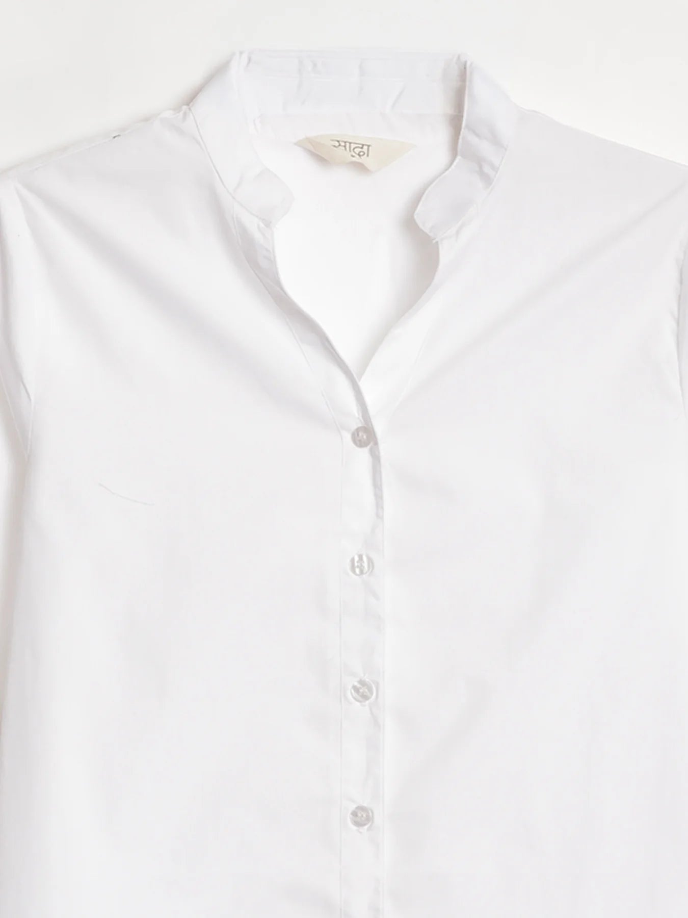Women White Better Cotton Mandarin Collar Shirt