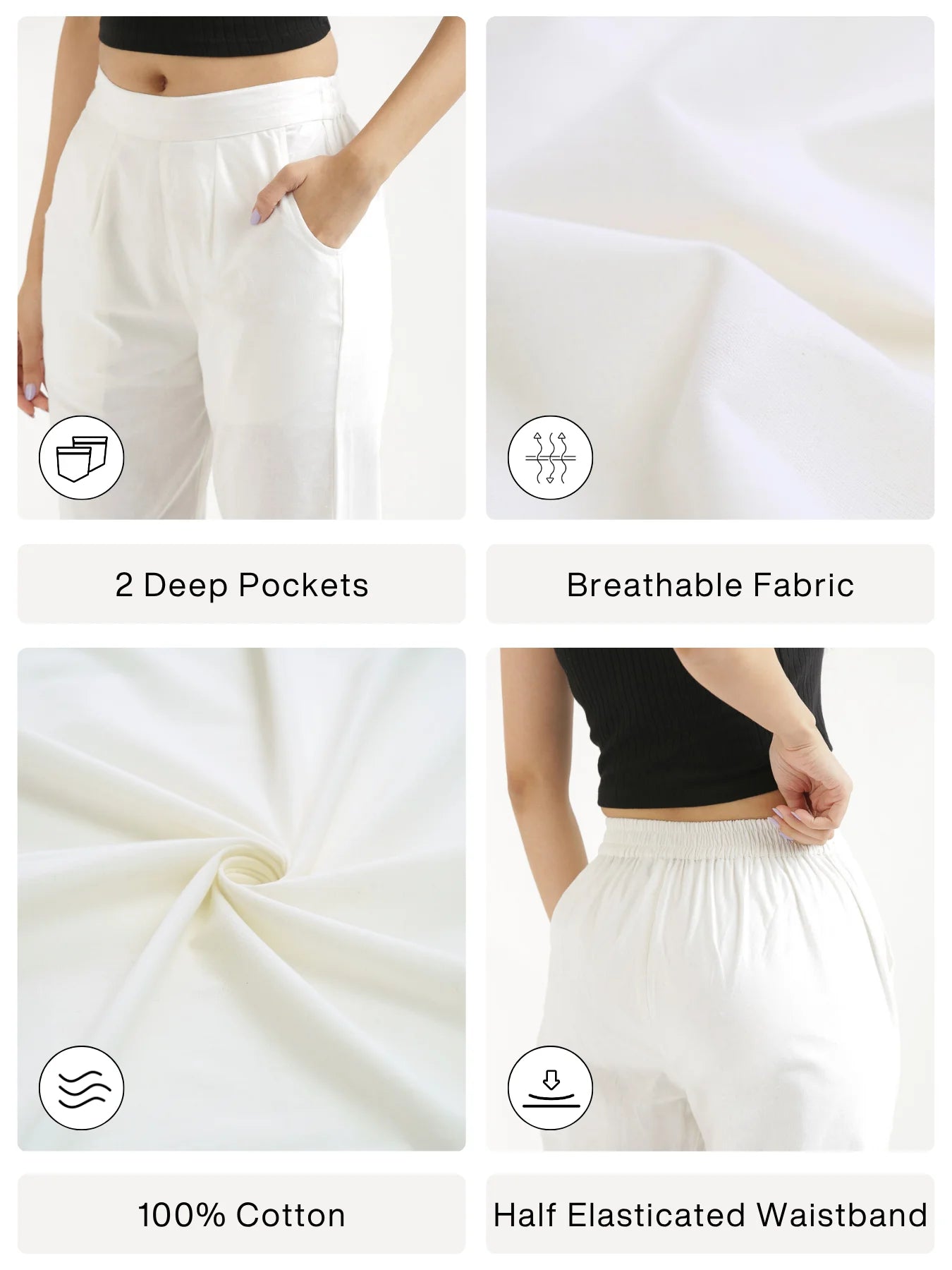 Women White Cotton Pant