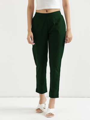 Women Sage Green Cotton Pant