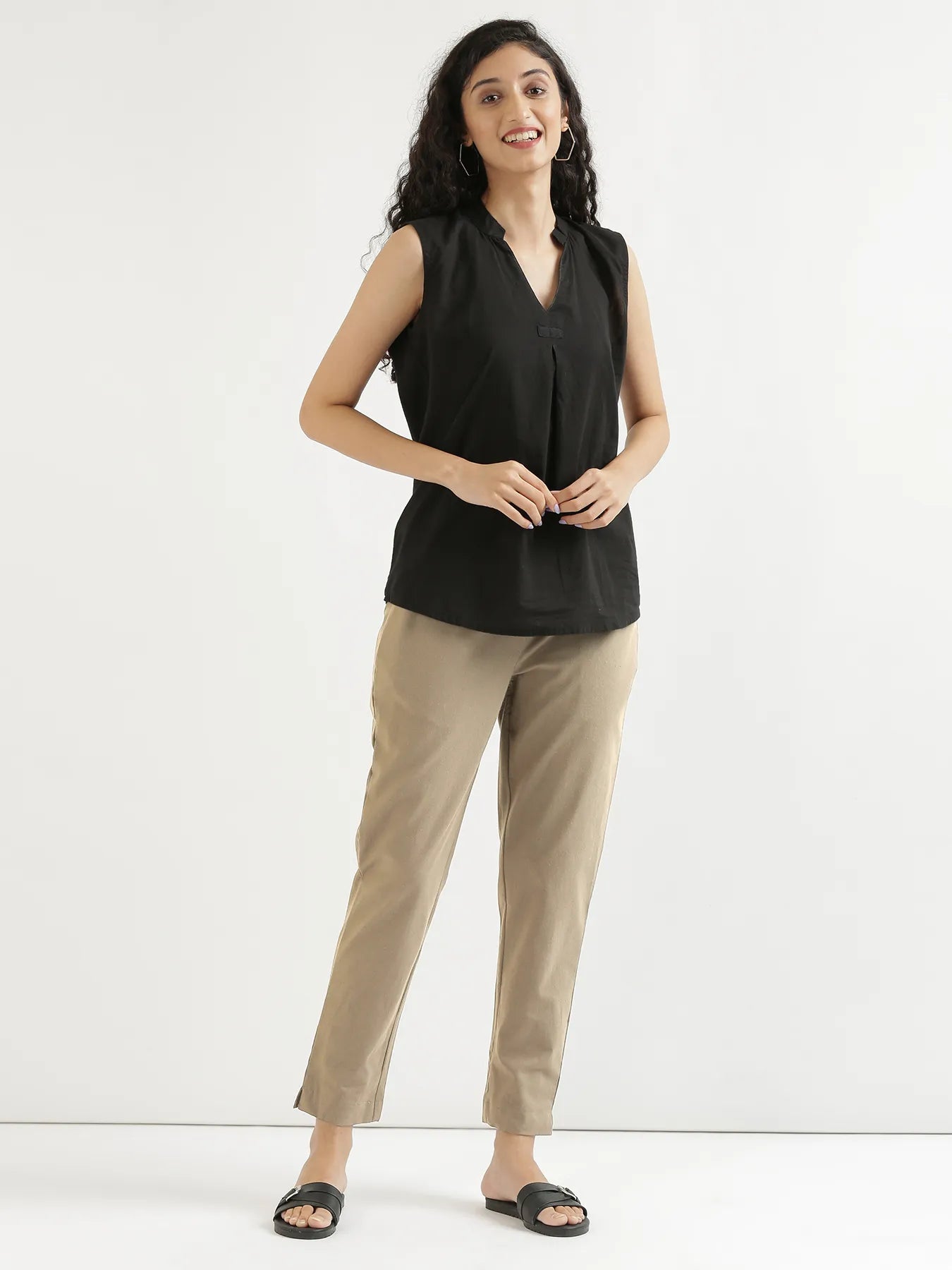 Women Khakhi Cotton Pant