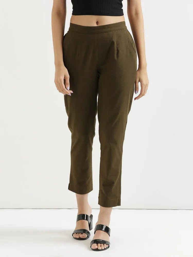 Pick Any 3 Women Cotton Pant - Olive Green