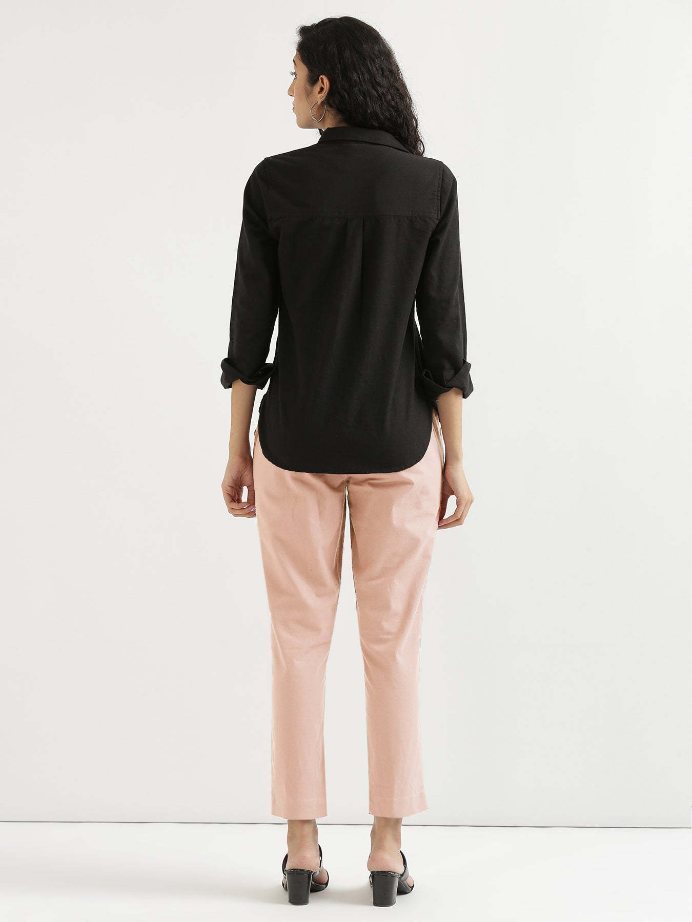 Women Salmon Pink Cotton Pant