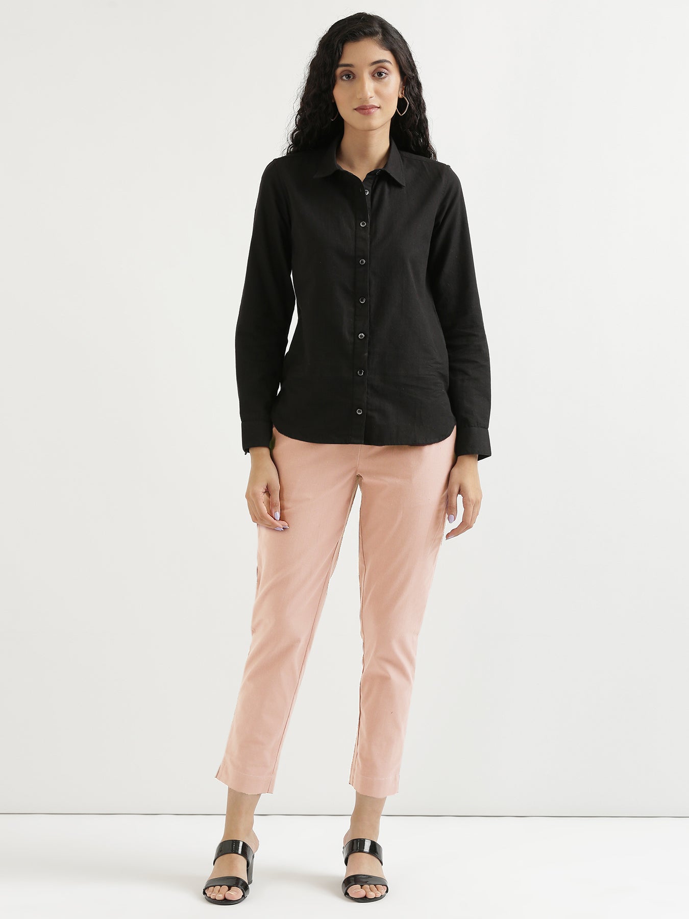 Women Salmon Pink Cotton Pant