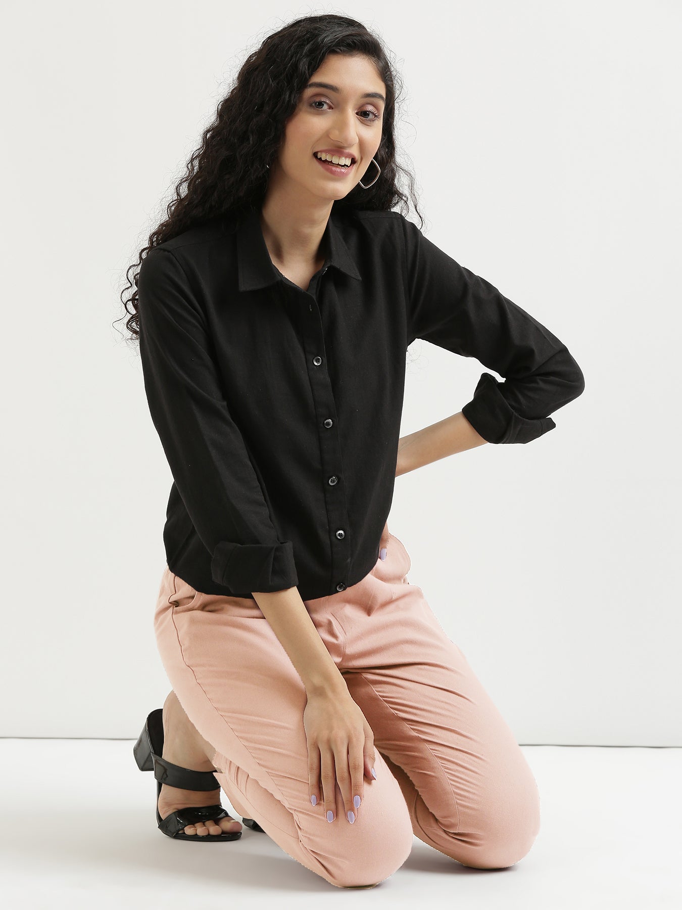 Women Salmon Pink Cotton Pant